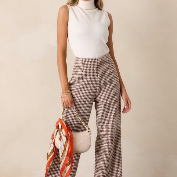 Red Dress Out of Reach Mocha Houndstooth Pants Size LL / Mocha - Picture 3 of 3